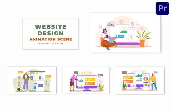 Website Designer Animated Flat Character Template